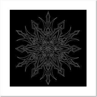 SYM STAR-TRIBAL- SNOWFLAKE DESIGN WHITE OUTLINE-TEEPUBLIC Posters and Art